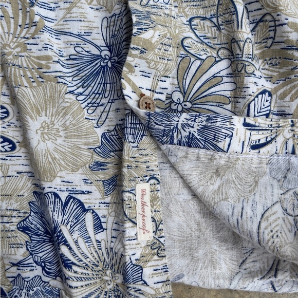 Weatherproof Mens Linen Shirt Blue White Floral Button Up Pocket NWOT - Picture 5 of 5